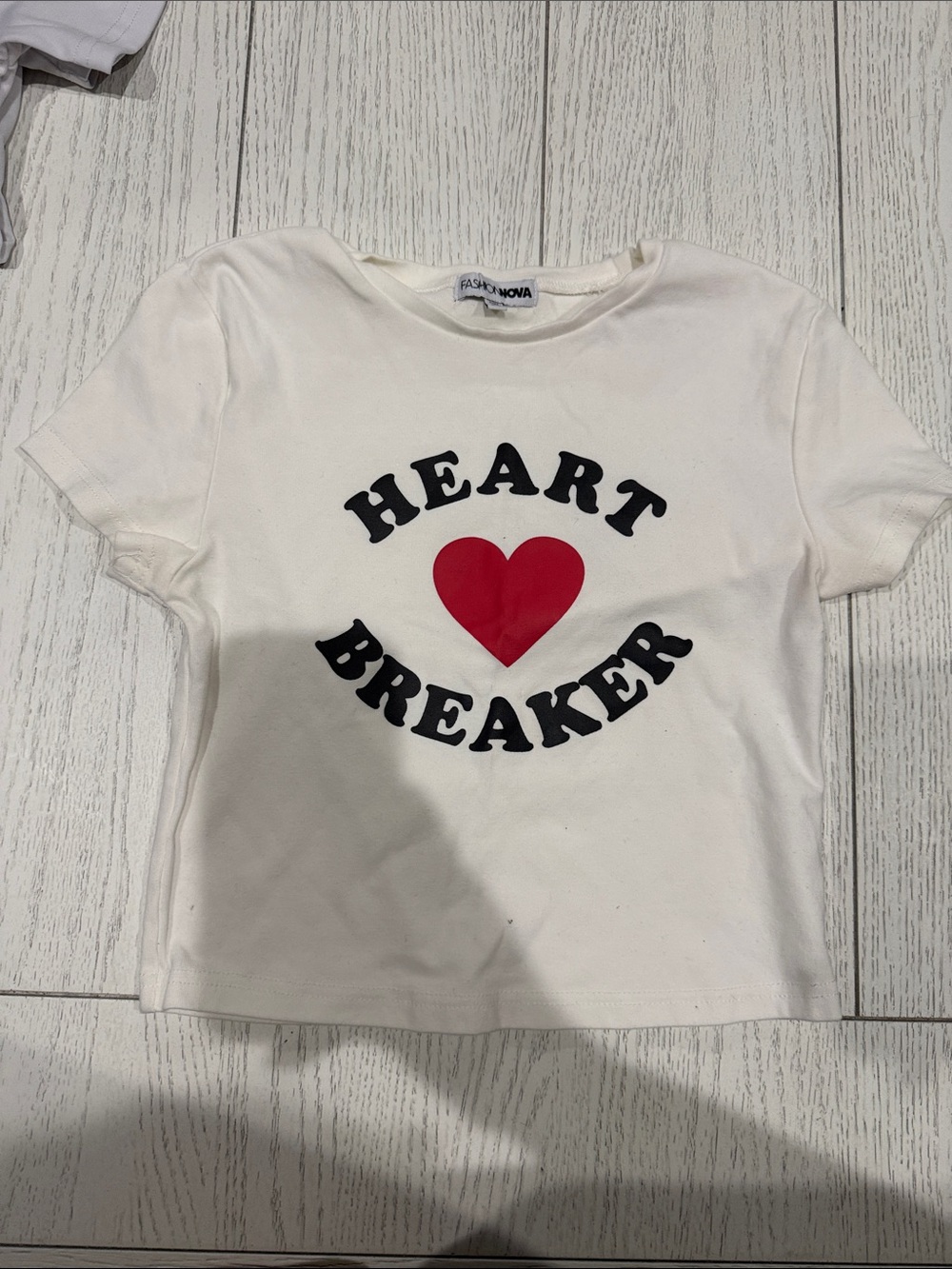 Fashion Nova Kids White Tee with Red Heart Graphic